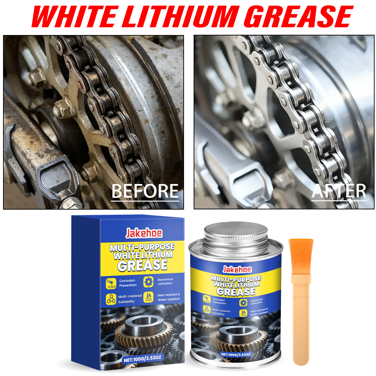 Grease Waterproof Bike - White Lithium Grease Lubricant With Brush