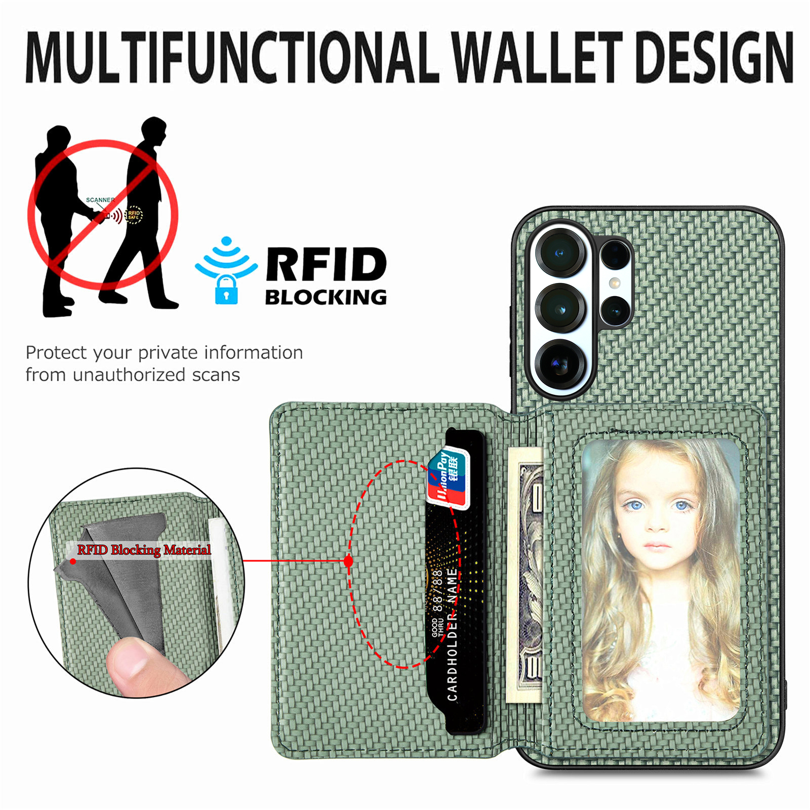 Kickstand Adjustable - Business Magnetic Carbon Fibrer Cards Solt