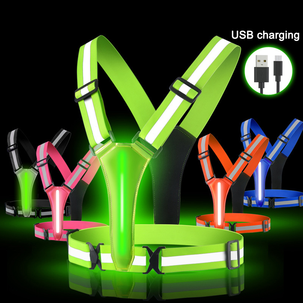 LED Running Vest USB Rechargea - Reflective Vest Cycling 评论和价格
