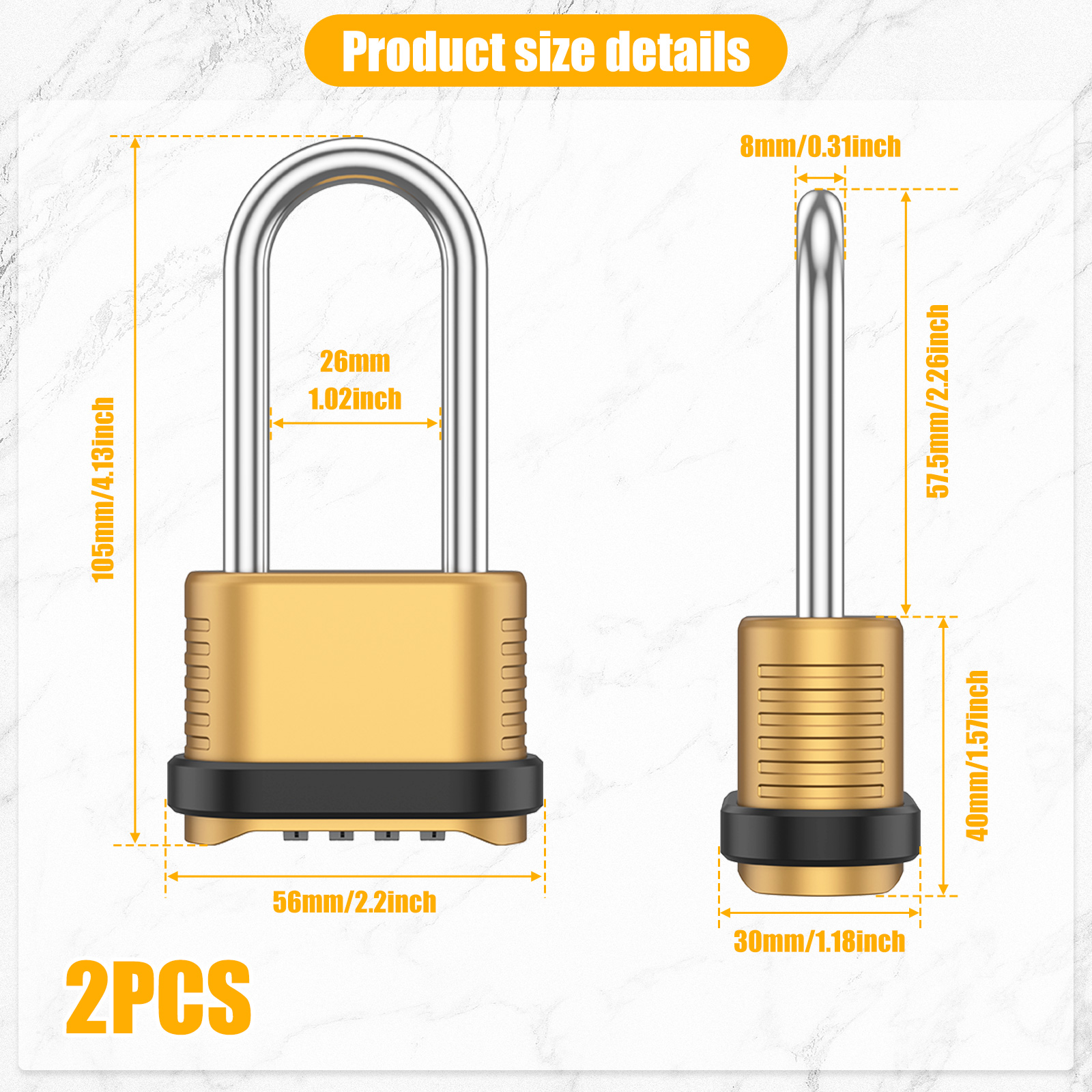 2/8Pcs Combination Lock 4-Digi - U Lock Heavy Duty 评论和价格