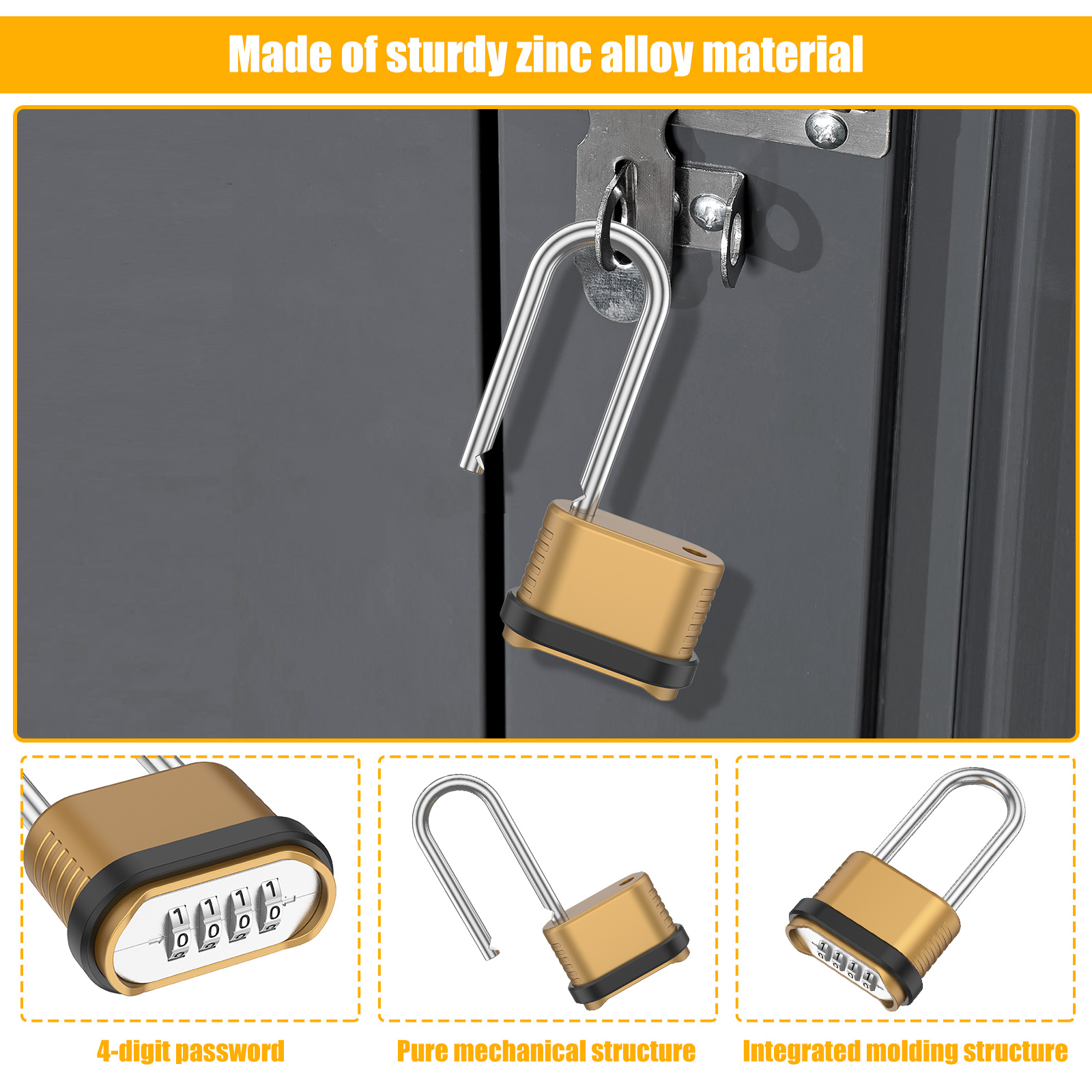 2/8Pcs Combination Lock 4-Digi - U Lock Heavy Duty 评论和价格
