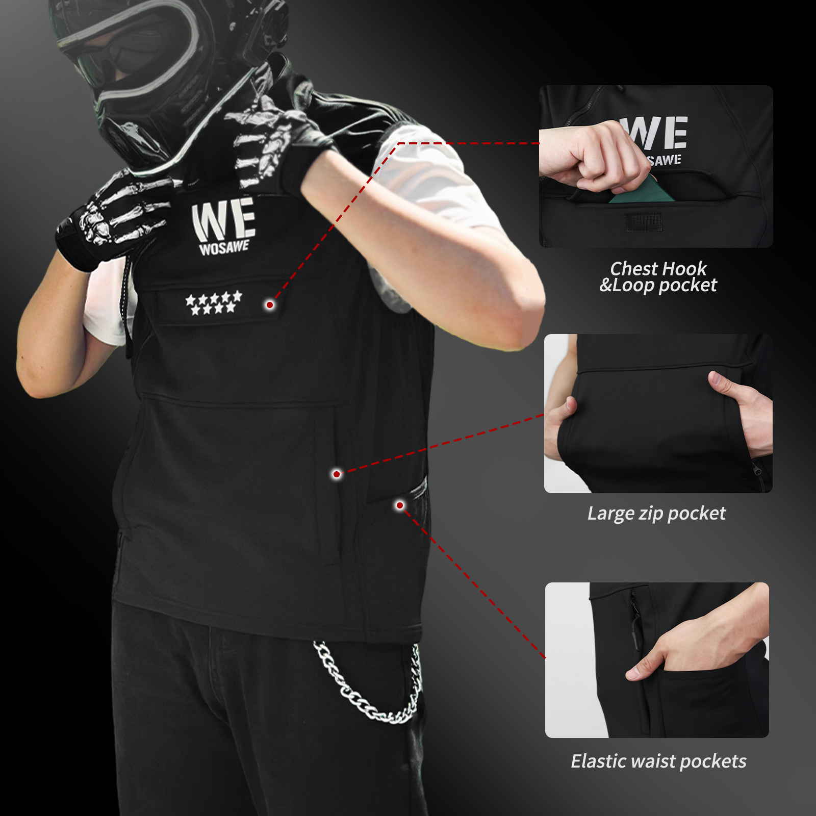 WOSAWE Winter Motorcycle Ridin - Reflective Vest Cycling 评论和价格