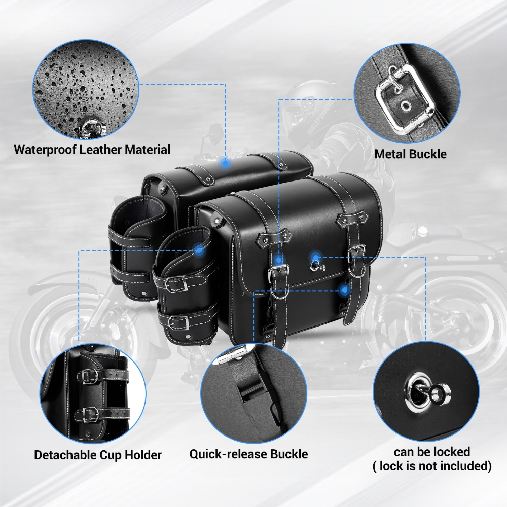 Motorcycle Saddlebags with Cup - Panniers Waterproof Rear 评论和价格